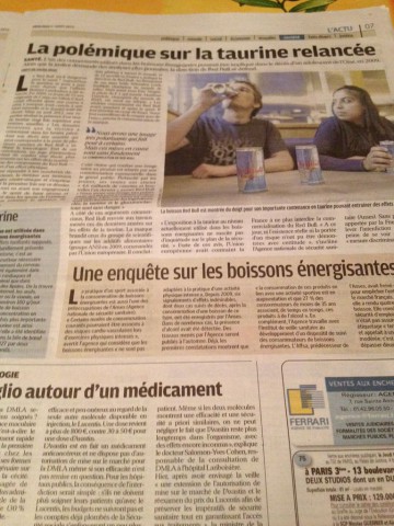 フランスの新聞　レッドブルの記事