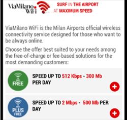 ミラノ　マルペンサ空港　無料Wi-Fi接続方法